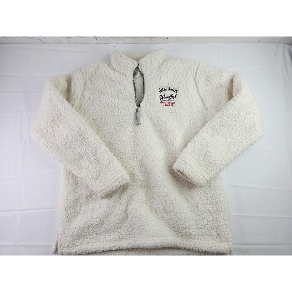 Jack Daniel's Winter Jack Tennessee Cider Ivory 1/4 Zip Sherpa Pullover Size L